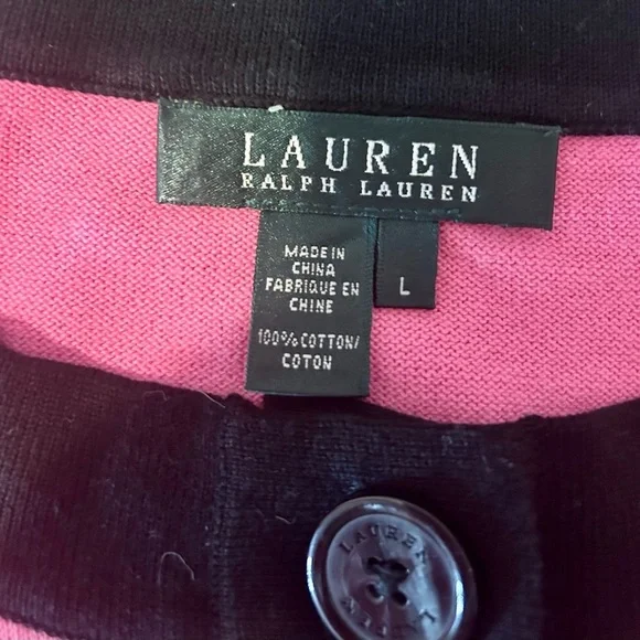 💗Lauren Ralph Lauren Vintage Hot Pink and Black Short Sleeved Sweater Size M💖 - Picture 7 of 8